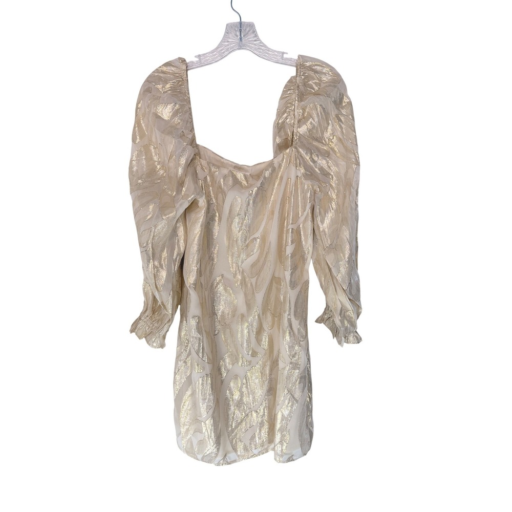 Storia Wildest Dreams Dress Cream Gold New Years Holiday Long Sleeve Medium